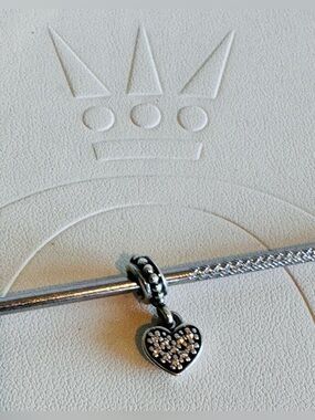 Authentic Pandora Pave Heart Dangle Clear CZ S925 Ale Charm